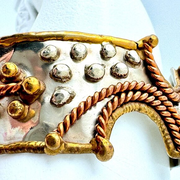 Handcrafted Bronze Copper Zinc Bracelet Genuine Rose Quartz Adjustable - Picture 12 of 14